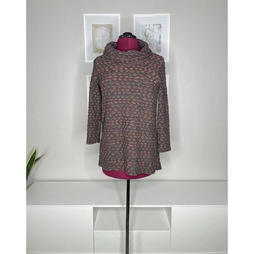 Ali Miles Sweater Pullover Women's Small Cowl Neck Textured Knit Fall Colors
